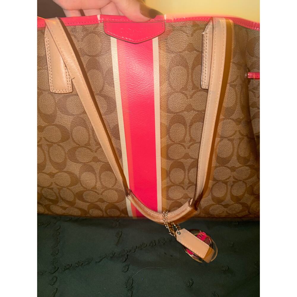 Coach Signature Stripe Drawstring Carryall Bag - Picture 10 of 12